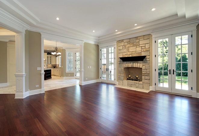 elegant dark wood floors in dining area